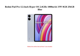 1111 Redmi Pad Pro 12.1inch Hyper OS 2.4GHz 1000mAh 33W 8GB 256GB Blue