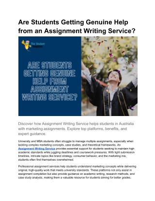 Are Students Getting Genuine Help from an Assignment Writing Service