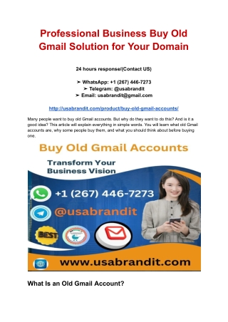 Professional Business Buy Old Gmail Solution for Your Domain