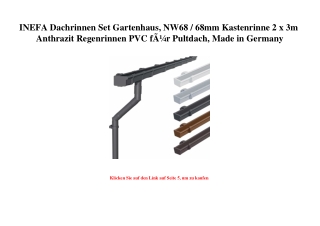 0379 INEFA Dachrinnen Set Gartenhaus  NW68   68mm Kastenrinne 2 x 3m Anthrazit Regenrinnen PVC fÃƒÂ¼r Pu