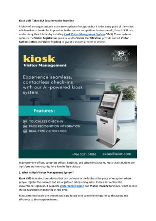 Kiosk VMS Takes KSA Security to the Frontline