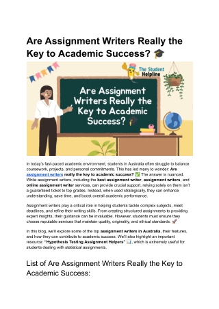 Are Assignment Writers Really the Key to Academic Success