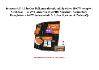 8274 SolarwayÃ‚Â® All In One Balkonkraftwerk mit Speicher 1800W komplett Steckdose - 1 6 kWh Anker Solix
