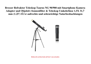 3336 Bresser Refraktor Teleskop Taurus NG 90 900 mit Smartphone Kamera Adapter und Objektiv-Sonnenfilter