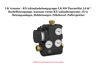 5695 LK Armatur - RÃƒÂ¼cklaufanhebungsgruppe LK 810 ThermoMat 2.0 Ã¢Â€Â“ Hocheffizienzpumpe  konstant wa