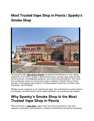 Most Trusted Vape Shop in Peoria _ Spanky’s Smoke Shop