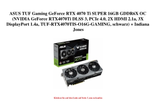 6403 ASUS TUF Gaming GeForce RTX 4070 Ti SUPER 16GB GDDR6X OC  NVIDIA GeForce RTX4070Ti DLSS 3  PCIe 4.0