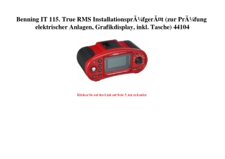 5201 Benning IT 115. True RMS InstallationsprÃƒÂ¼fgerÃƒÂ¤t  zur PrÃƒÂ¼fung elektrischer Anlagen  Grafikd