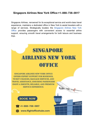 Singapore Airlines New York Office  1–888–738–0817