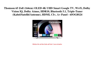 9224 Thomson 65 Zoll  164cm  OLED 4K UHD Smart Google TV  Wi-Fi  Dolby Vision IQ  Dolby Atmos  HDR10  Bl