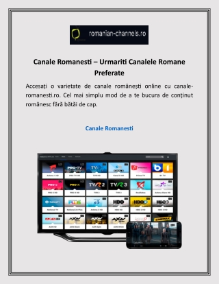 Canale Romanesti – Urmariti Canalele Romane Preferate