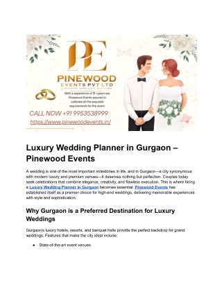 Luxury Wedding Planner in Gurgaon – Elegant & Exclusive Weddings