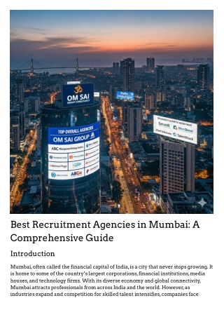 Best Recruitment Agencies in Mumbai A Comprehensive Guide