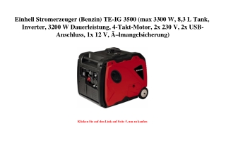 3028 Einhell Stromerzeuger  Benzin  TE-IG 3500  max 3300 W  8 3 L Tank  Inverter  3200 W Dauerleistung