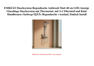 7534 EMKEÃ‚Â® Duschsystem Regendusche Anthrazit Matt 40 cm LED-Anzeige Glasablage Duschsystem mit Thermo