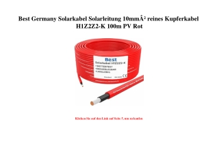 1443 Best Germany Solarkabel Solarleitung 10mmÃ‚Â² reines Kupferkabel H1Z2Z2-K 100m PV Rot