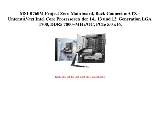 1667 MSI B760M Project Zero Mainboard  Back Connect mATX - UnterstÃƒÂ¼tzt Intel Core Prozessoren der 14.