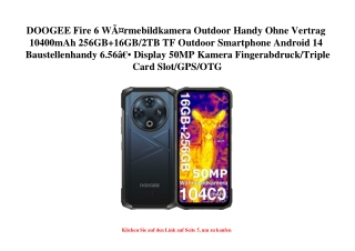 4300 DOOGEE Fire 6 WÃƒÂ¤rmebildkamera Outdoor Handy Ohne Vertrag 10400mAh 256GB 16GB 2TB TF Outdoor Smar