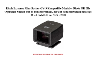 2035 Ricoh Externer Mini-Sucher GV-3 Kompatible Modelle  Ricoh GR IIIx Optischer Sucher mit 40 mm Bildwi