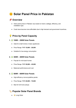 _Solar Panel Price in Pakistan