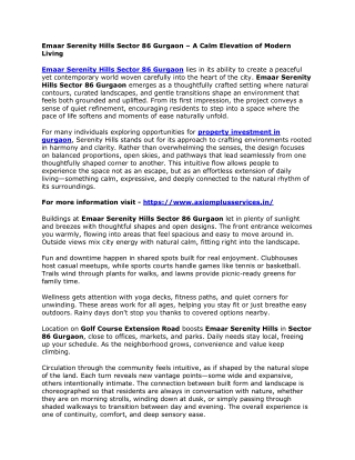 Emaar Serenity Hills Sector 86 Gurgaon – A Calm Elevation of Modern Living