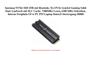 2342 fanxiang NVMe SSD 4TB mit Heatsink  M.2 PCIe Gen4x4 Gaming Solid State Laufwerk mit SLC Cache  7300