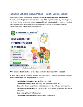 Inclusive Schools in Hyderabad