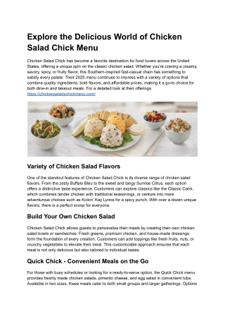 Explore Chicken Salad Chick Menu – Flavors, Meals & More