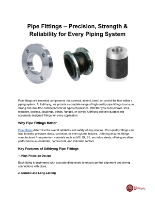 Pipe Fittings – Precision, Strength & Reliability for Every Piping System