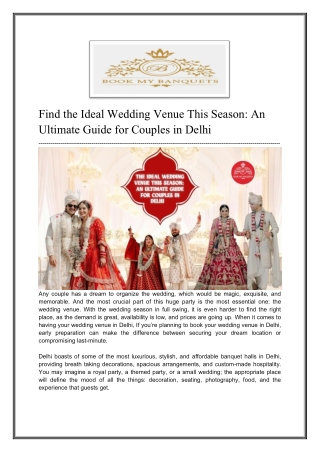 Find Ideal Wedding Venue in Delhi This Season