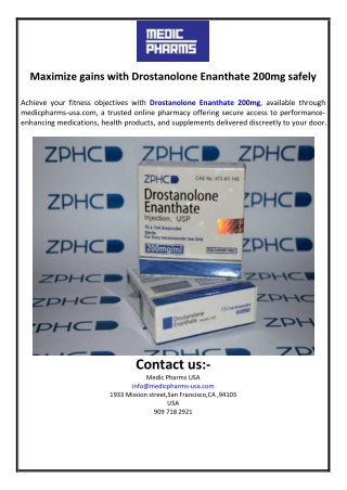 Maximize gains with Drostanolone Enanthate 200mg safely