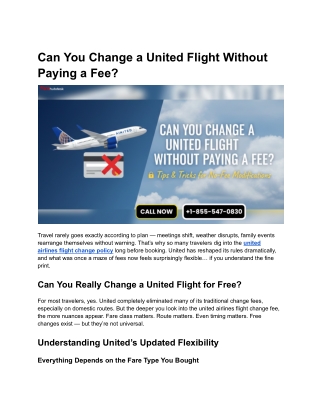Can You Change a United Flight Without Paying a Fee