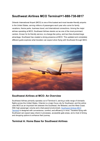 Southwest Airlines MCO Terminal 1-888-738-0817