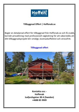 Tillbyggnad Offert | Hoffenab.se
