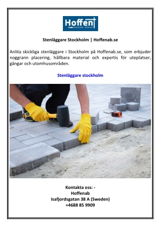 Stenläggare Stockholm | Hoffenab.se