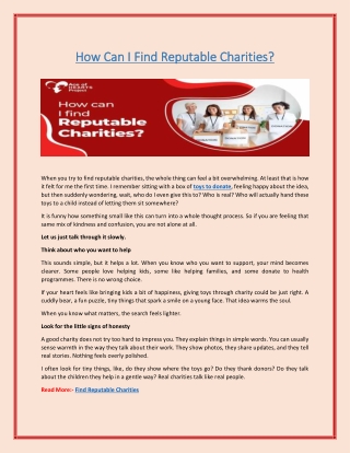 How Can I Find Reputable Charities?