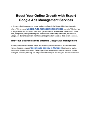 Boost Your Online Growth with Expert Google Ads Management Services
