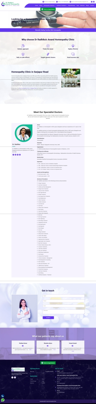 Looking for a Homeopathy Clinic in Sarjapur Road, Bangalore