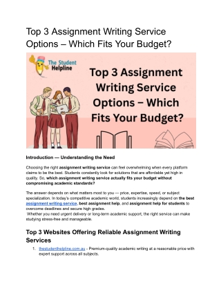 Top 3 Assignment Writing Service Options – Which Fits Your Budget