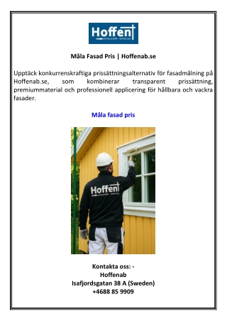 Måla Fasad Pris | Hoffenab.se