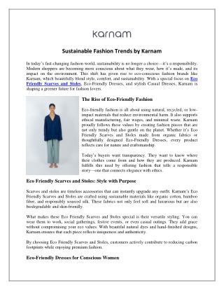 Sustainable Fashion Trends by Karnam