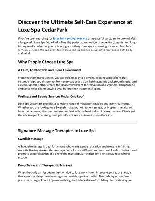 Deep Tissue Massage & Foot Massage Cedar Park TX | Top Massage Places in Cedar P