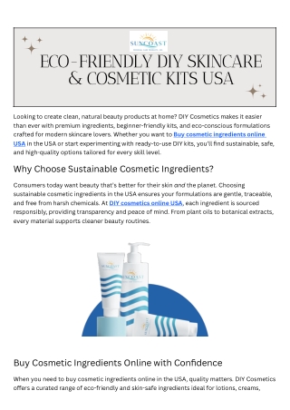Eco-Friendly DIY Skincare & Cosmetic Kits USA