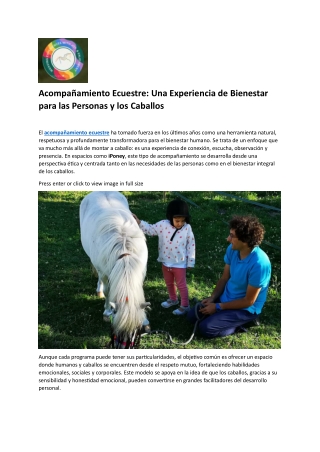 Acompañamiento Ecuestre Una Experiencia de Bienestar para las Personas y los Caballos