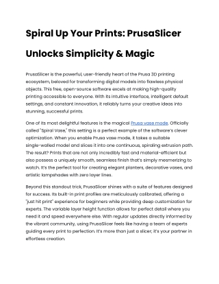 Spiral Up Your Prints: PrusaSlicer Unlocks Simplicity & Magic