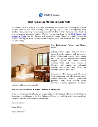 Best Packers & Movers in Noida NCR