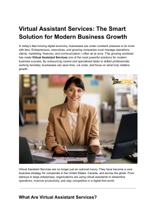 Virtual Assistant Services_ The Smart Solution for Modern Business Growth