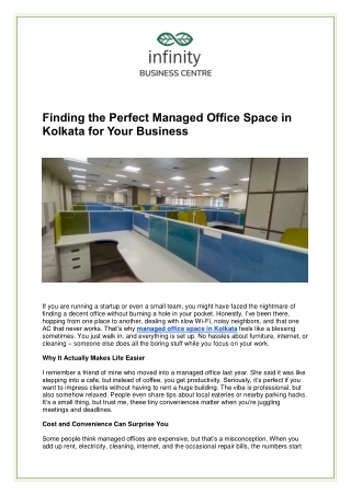 Managed Office Space in Kolkata | Fully Serviced Managed Offices