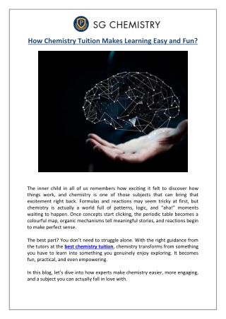 How Chemistry Tuition Makes Learning Easy and Fun?