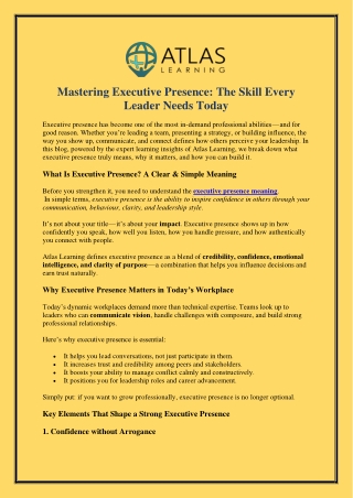 Mastering Executive Presence The Skill Every Leader Needs Today